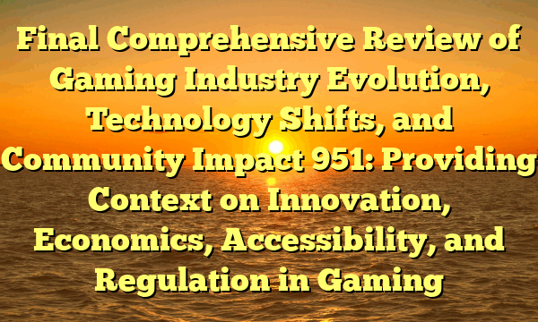 Final Comprehensive Review of Gaming Industry Evolution, Technology Shifts, and Community Impact 951: Providing Context on Innovation, Economics, Accessibility, and Regulation in Gaming
