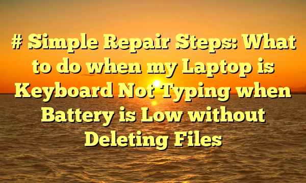 # Simple Repair Steps: What to do when my Laptop is Keyboard Not Typing when Battery is Low without Deleting Files